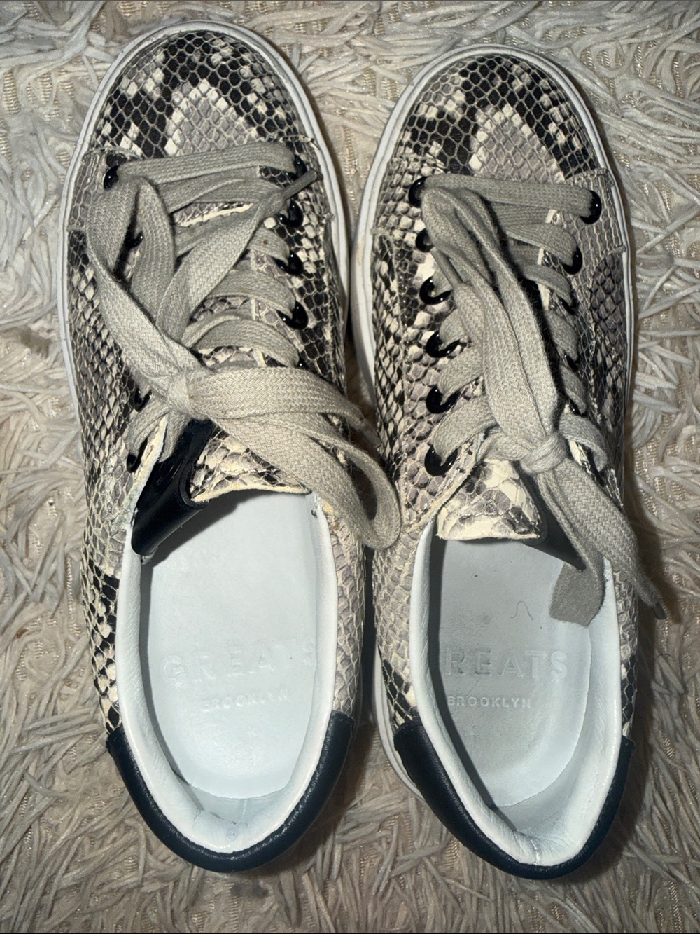 Greats Brooklyn Snakeskin Print Platform Sneakers - 6 - Picture 3 of 8